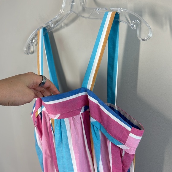 Lemlem Striped Jima Sweepy Banu Midi Summer Aqua Pink Blue Dress Size Medium - Picture 10 of 15